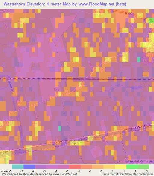 Westerhorn,Netherlands Elevation Map