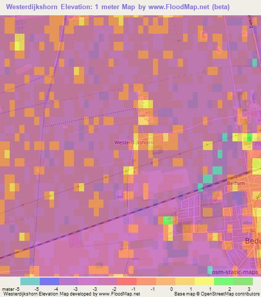 Westerdijkshorn,Netherlands Elevation Map