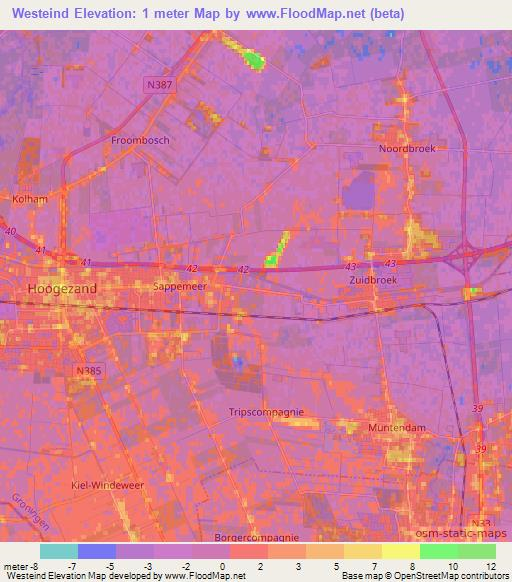Westeind,Netherlands Elevation Map