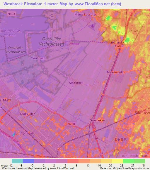 Westbroek,Netherlands Elevation Map