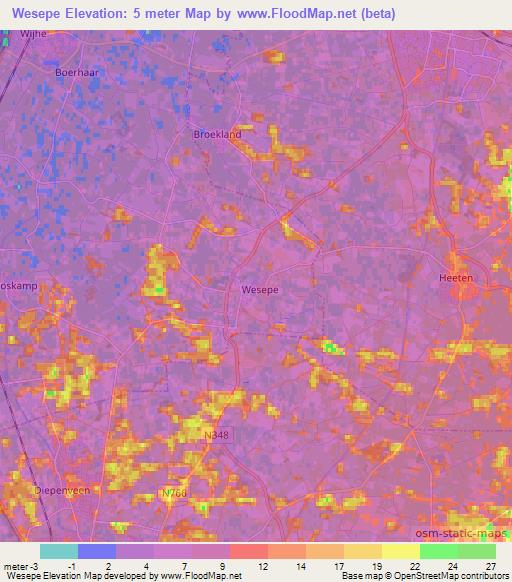 Wesepe,Netherlands Elevation Map