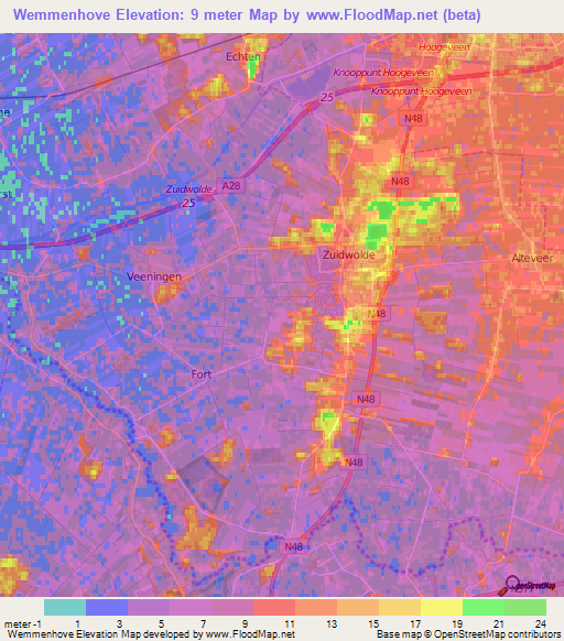 Wemmenhove,Netherlands Elevation Map