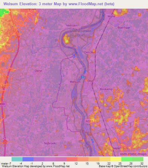 Welsum,Netherlands Elevation Map