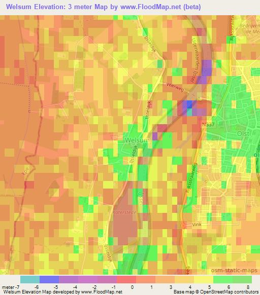 Welsum,Netherlands Elevation Map