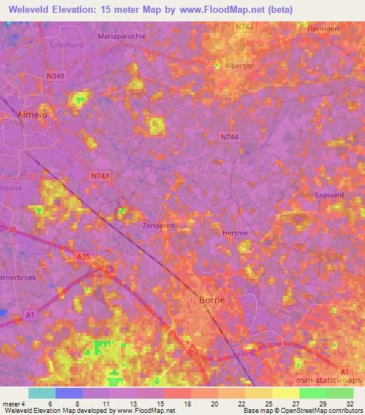 Weleveld,Netherlands Elevation Map