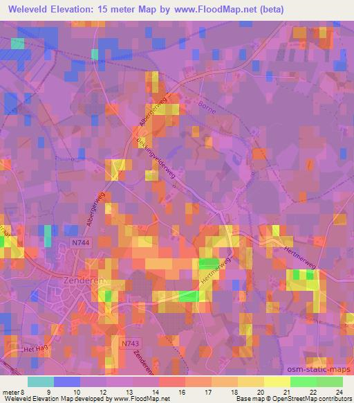 Weleveld,Netherlands Elevation Map