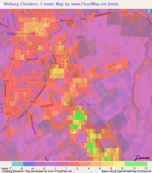 Welberg,Netherlands Elevation Map