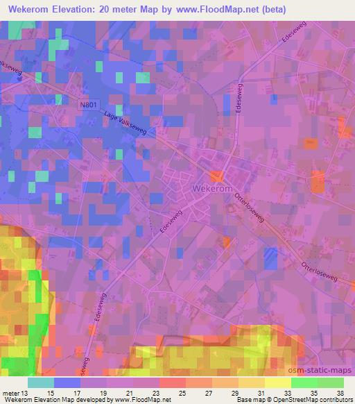 Wekerom,Netherlands Elevation Map