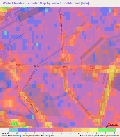 Weite,Netherlands Elevation Map