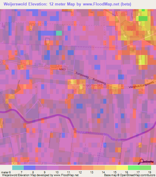Weijerswold,Netherlands Elevation Map