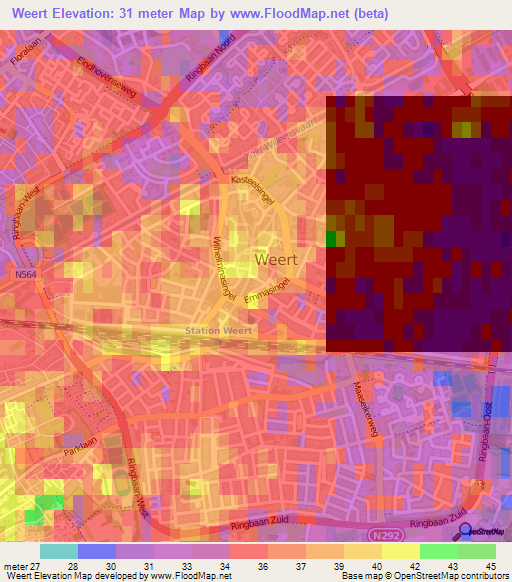 Weert,Netherlands Elevation Map
