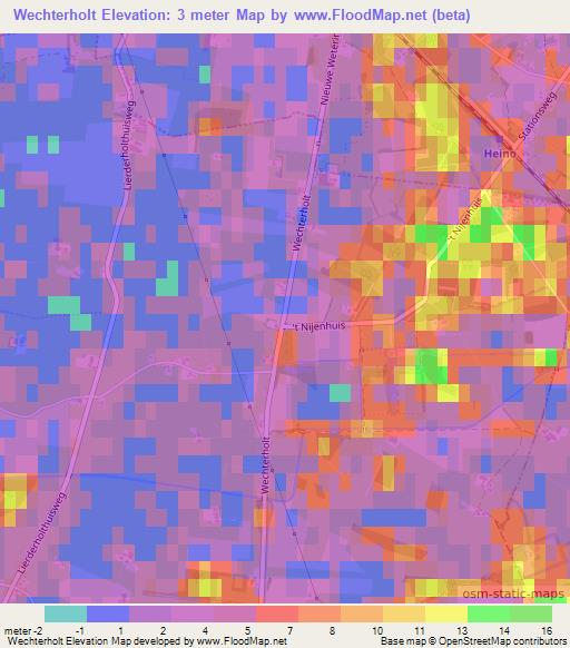Wechterholt,Netherlands Elevation Map