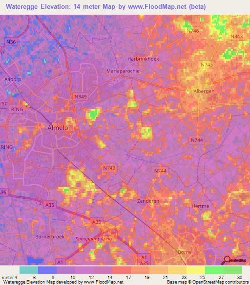Wateregge,Netherlands Elevation Map