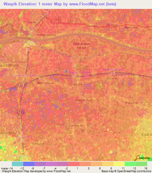 Waspik,Netherlands Elevation Map