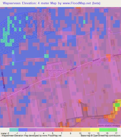 Wapserveen,Netherlands Elevation Map
