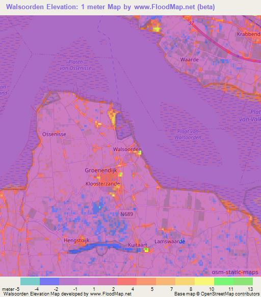 Walsoorden,Netherlands Elevation Map
