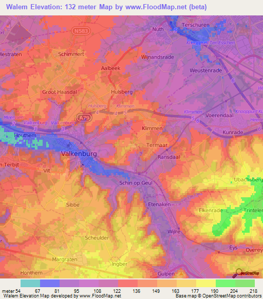 Walem,Netherlands Elevation Map