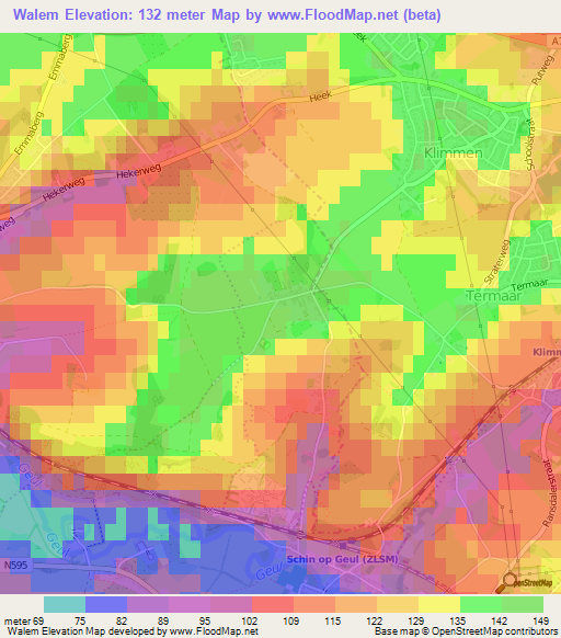 Walem,Netherlands Elevation Map