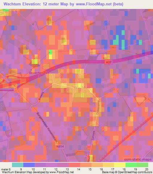 Wachtum,Netherlands Elevation Map