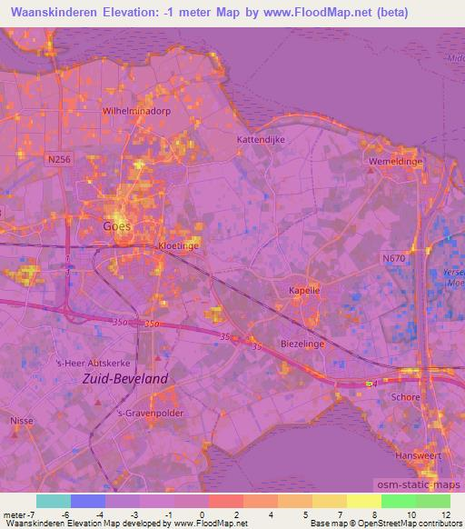 Waanskinderen,Netherlands Elevation Map