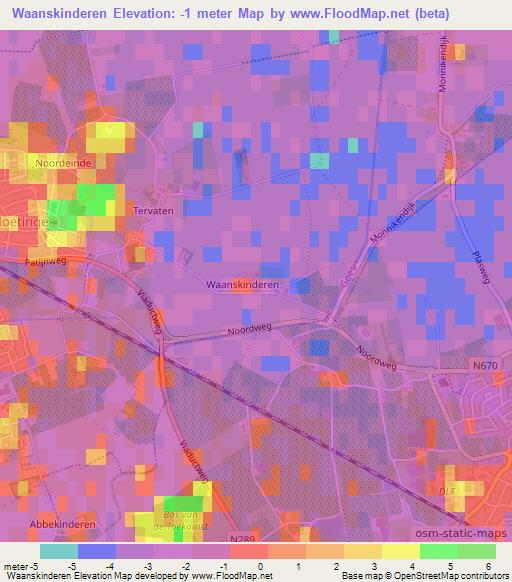 Waanskinderen,Netherlands Elevation Map