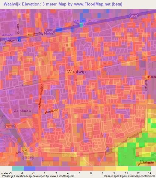 Waalwijk,Netherlands Elevation Map