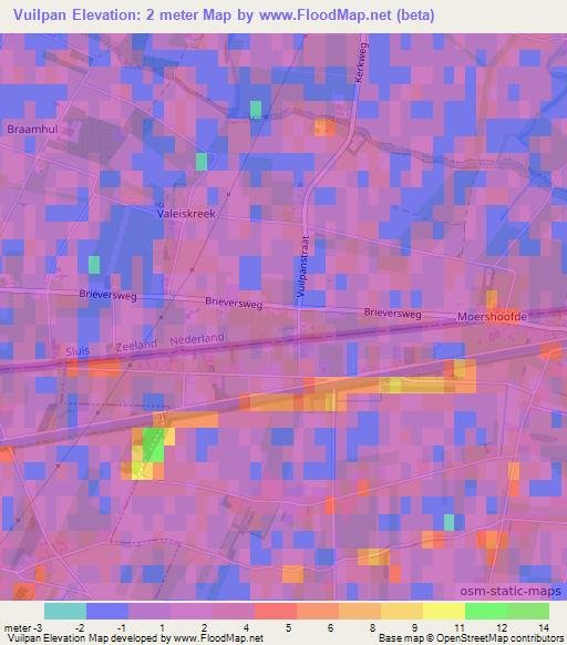 Vuilpan,Netherlands Elevation Map
