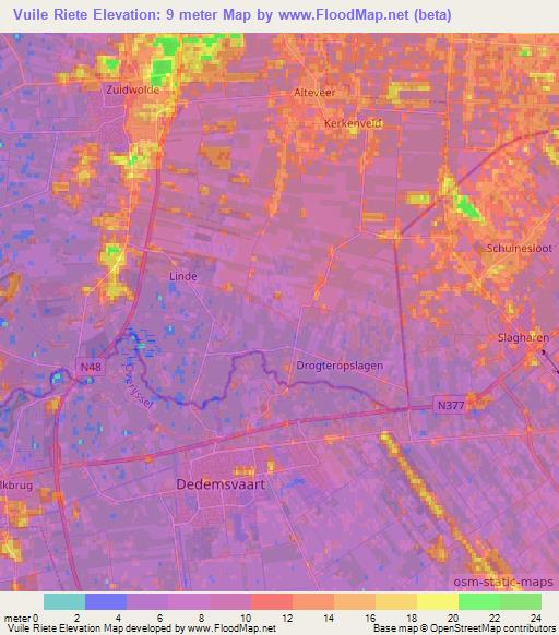 Vuile Riete,Netherlands Elevation Map