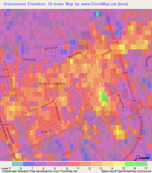 Vriezenveen,Netherlands Elevation Map