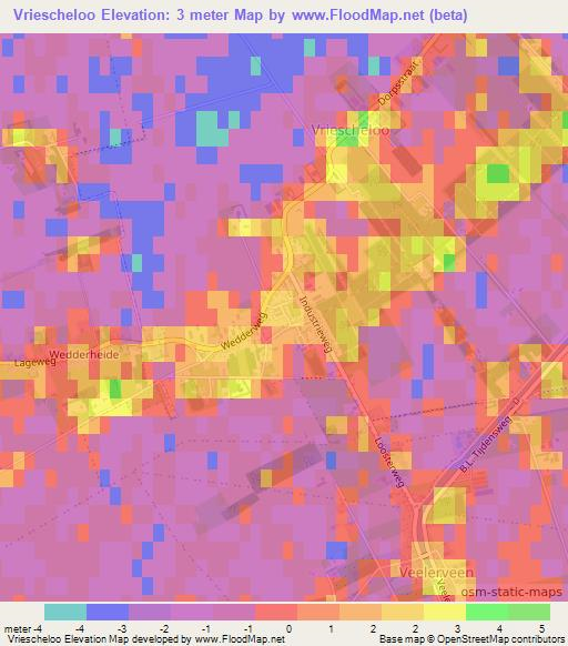 Vriescheloo,Netherlands Elevation Map