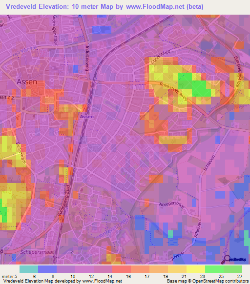 Vredeveld,Netherlands Elevation Map