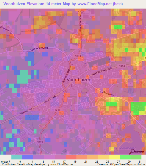 Voorthuizen,Netherlands Elevation Map