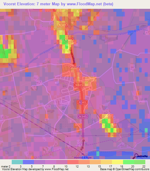 Voorst,Netherlands Elevation Map
