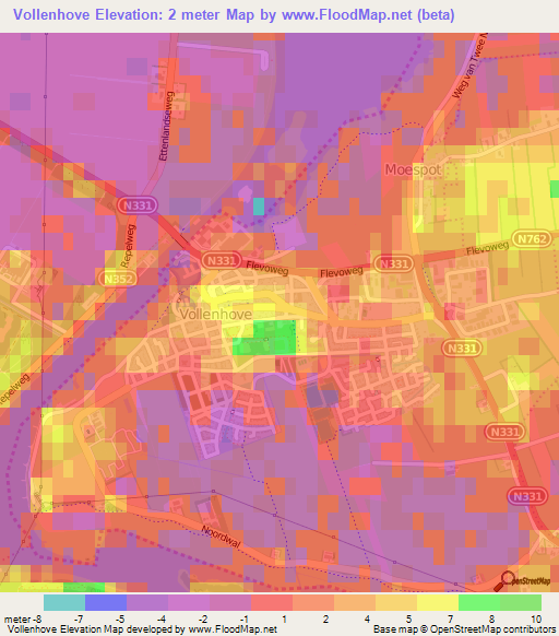 Vollenhove,Netherlands Elevation Map