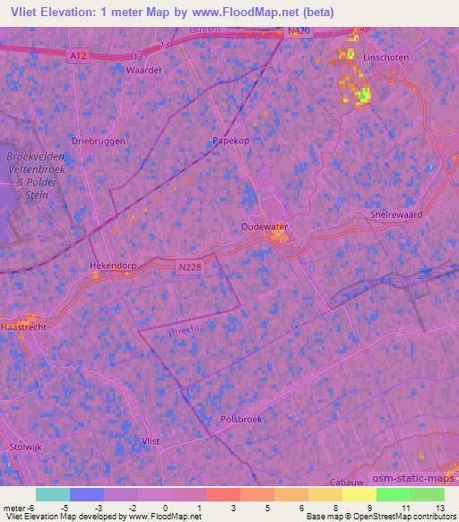 Vliet,Netherlands Elevation Map