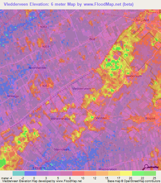 Vledderveen,Netherlands Elevation Map