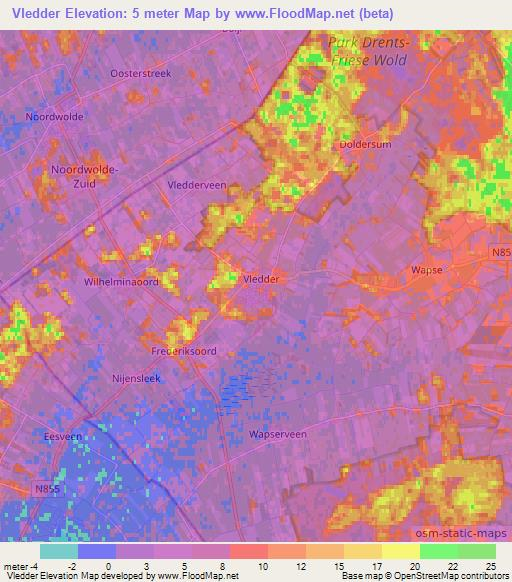 Vledder,Netherlands Elevation Map