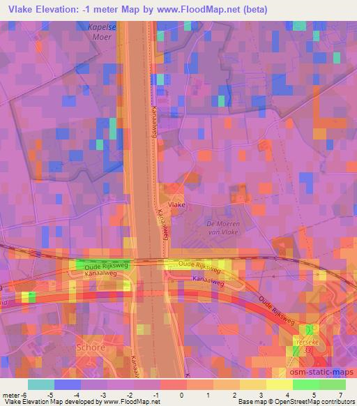 Vlake,Netherlands Elevation Map