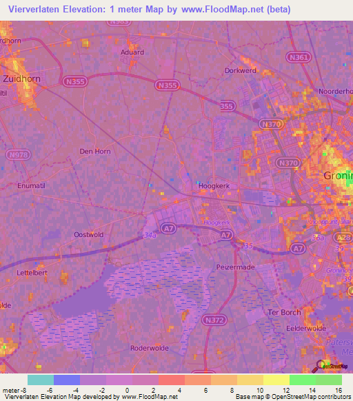 Vierverlaten,Netherlands Elevation Map