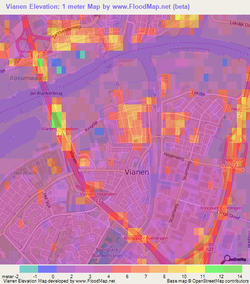 Vianen,Netherlands Elevation Map