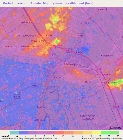 Verlaat,Netherlands Elevation Map