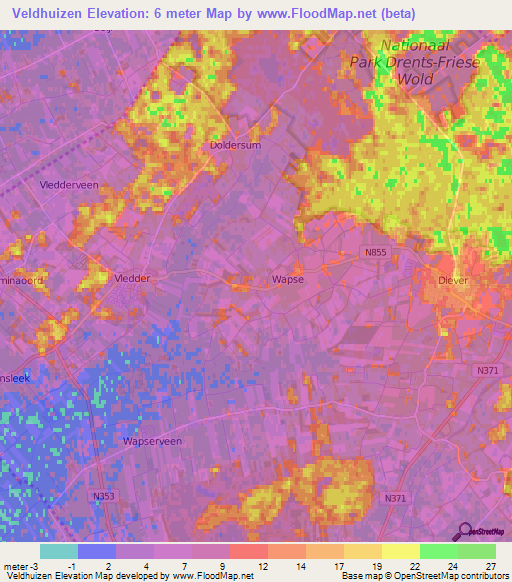Veldhuizen,Netherlands Elevation Map