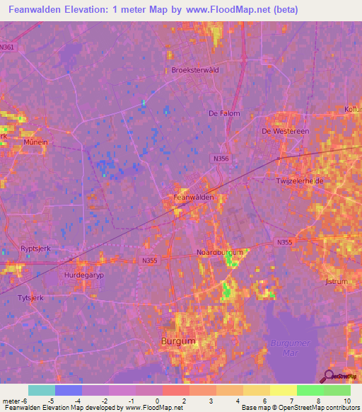 Feanwalden,Netherlands Elevation Map