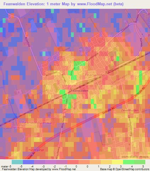 Feanwalden,Netherlands Elevation Map