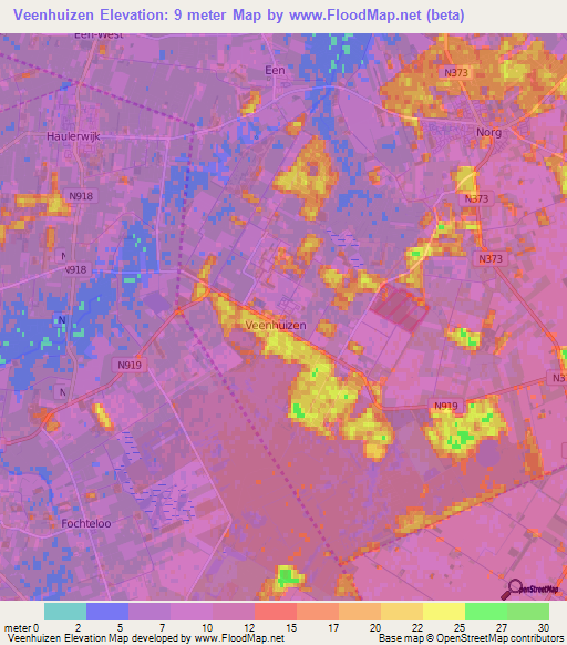 Veenhuizen,Netherlands Elevation Map