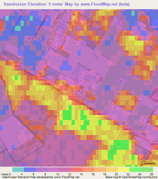 Veenhuizen,Netherlands Elevation Map