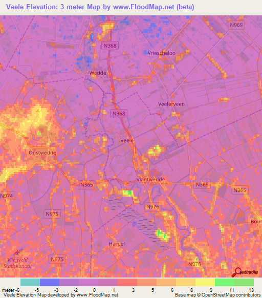 Veele,Netherlands Elevation Map