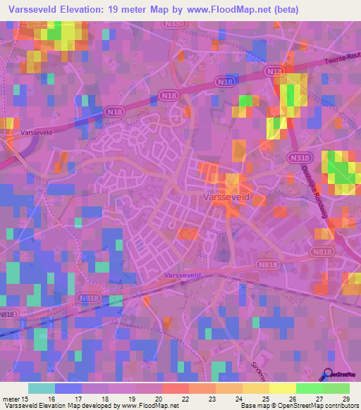Varsseveld,Netherlands Elevation Map