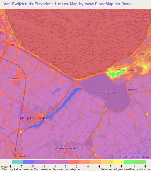 Van Ewijcksluis,Netherlands Elevation Map