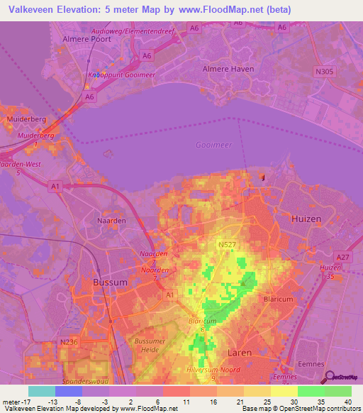 Valkeveen,Netherlands Elevation Map
